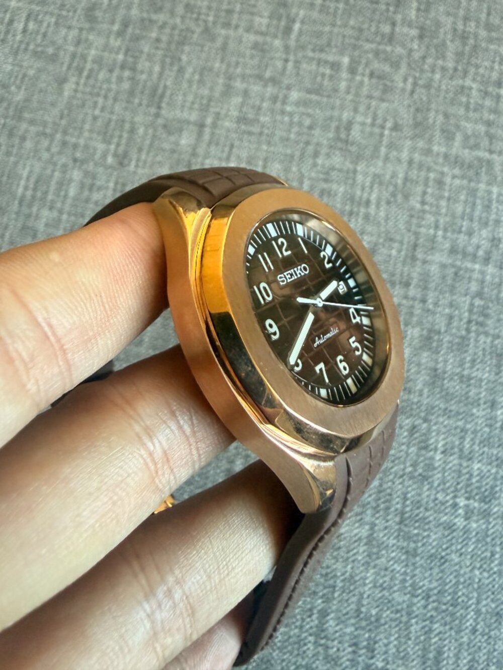 seiko mod rose gold aquanaut automatic watch - Picture 3 of 5